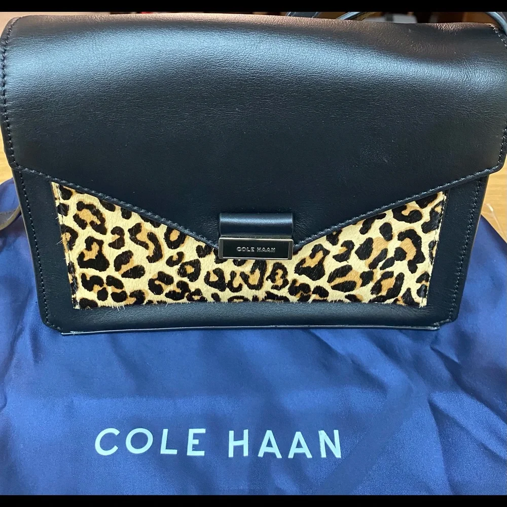 Cole Haan Leopard Print Shoulder Bag Purse - Picture 2 of 7